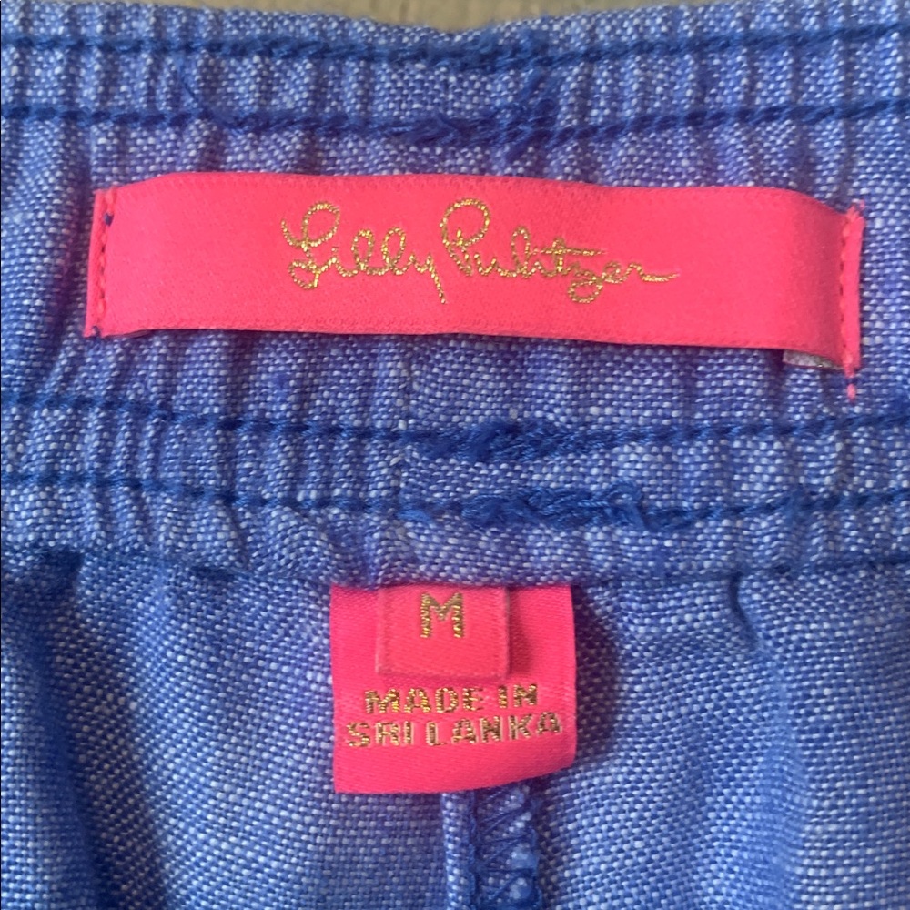 Lilly Pulitzer size M Sky Blue Pants, Pockets Drawstring 100% Linen - Picture 5 of 5